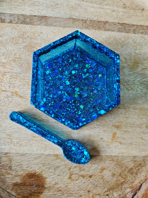 Regenboog hexagon bakje, lichtblauw