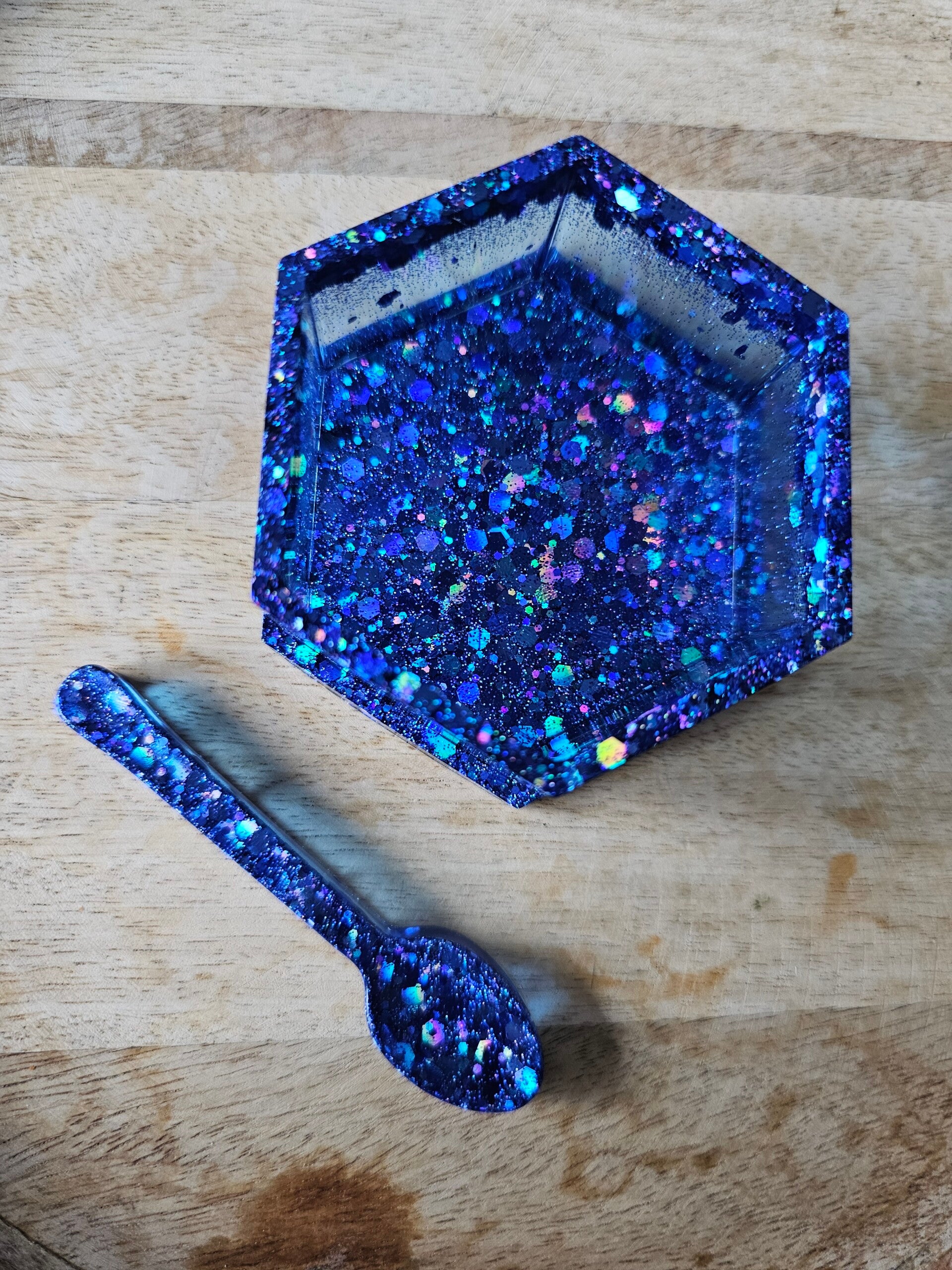 Regenboog hexagon bakje, donkerblauw