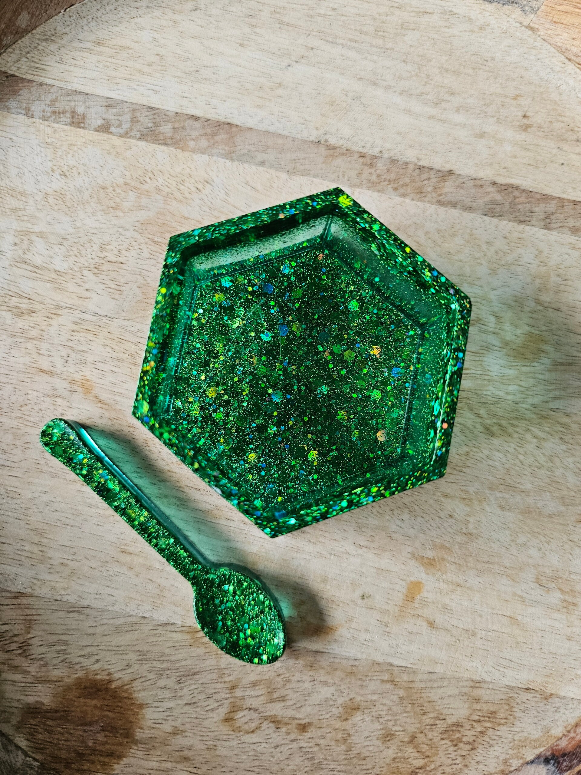 Regenboog hexagon bakje, donkergroen