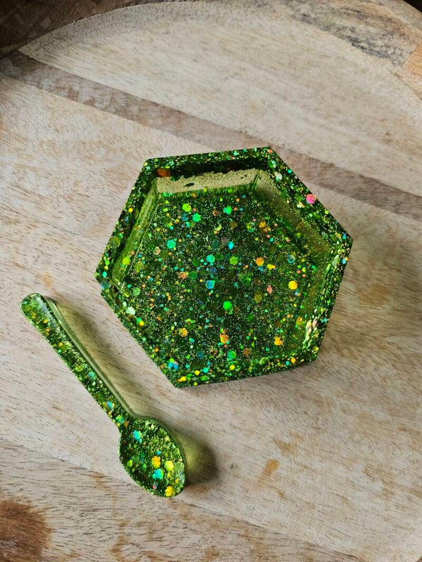 Regenboog hexagon bakje, lichtgroen