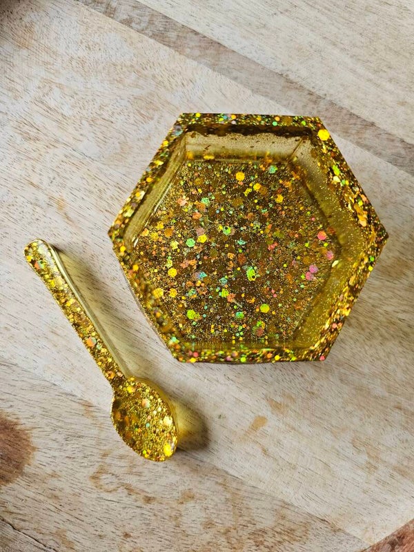 Regenboog hexagon bakje, geel