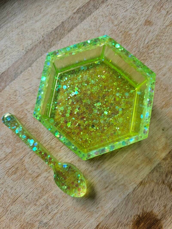 Neon, hexagon bakje groen