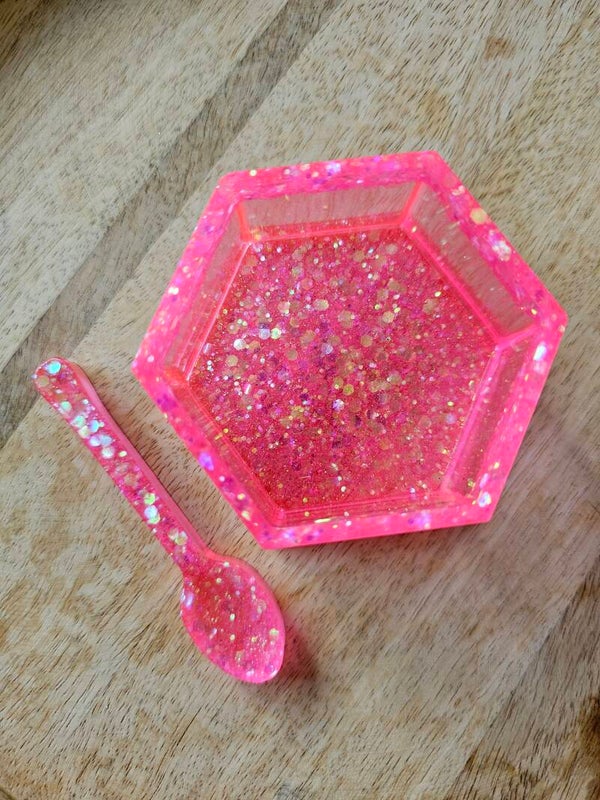 Neon, hexagon bakje roze