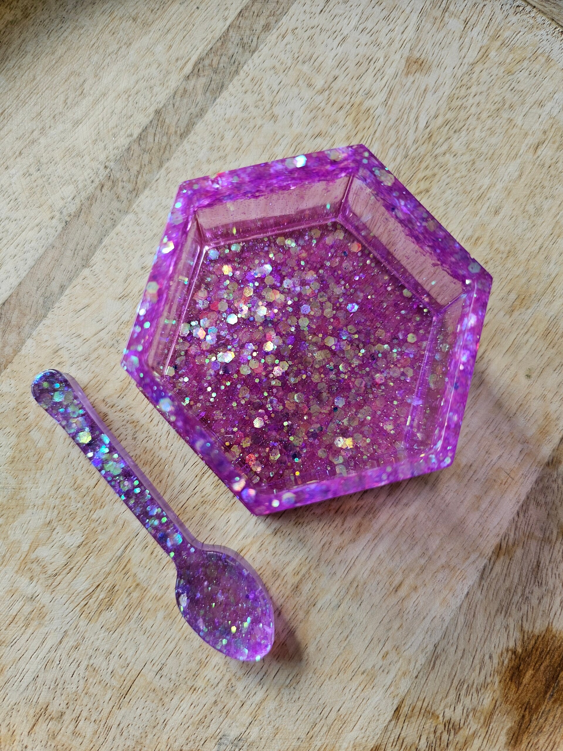 Neon, hexagon bakje paars