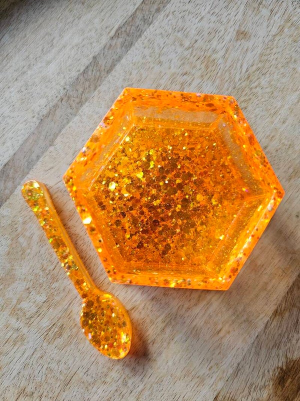 Neon, hexagon bakje oranje