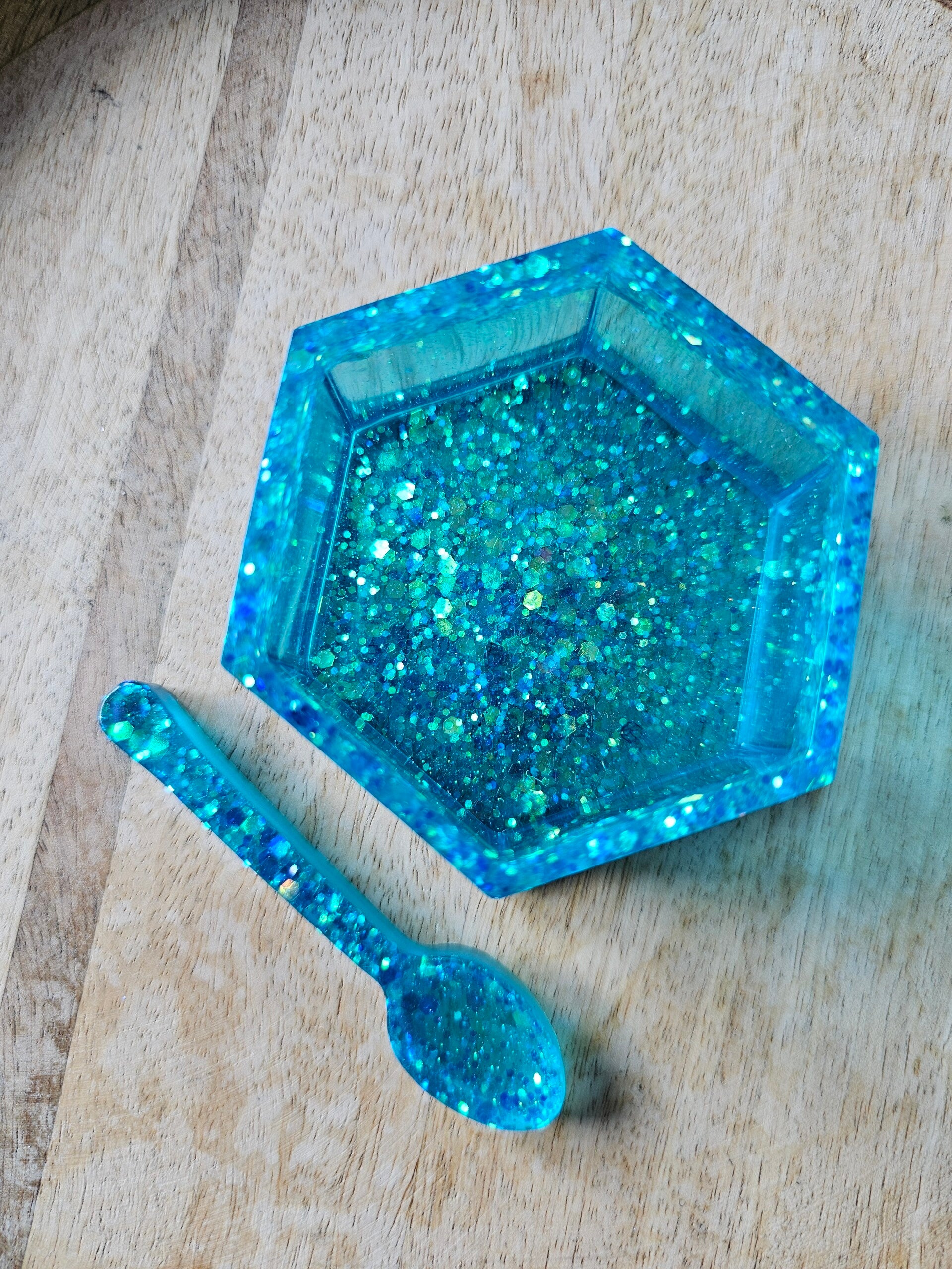 Neon, hexagon bakje blauw