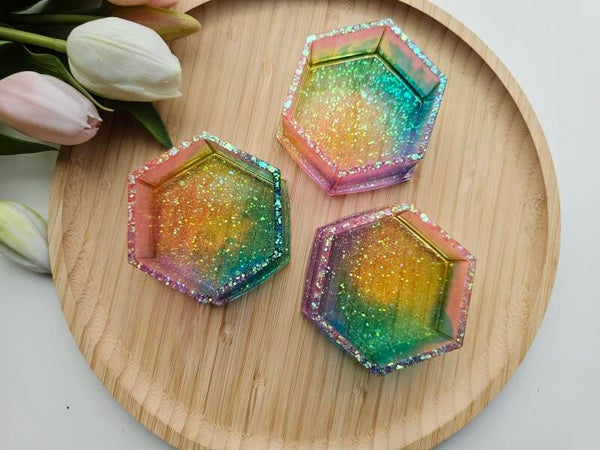 Hexagon bakje, regenboog