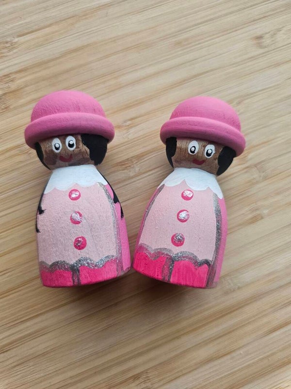Handgeschilderde pegdoll, pietje roze