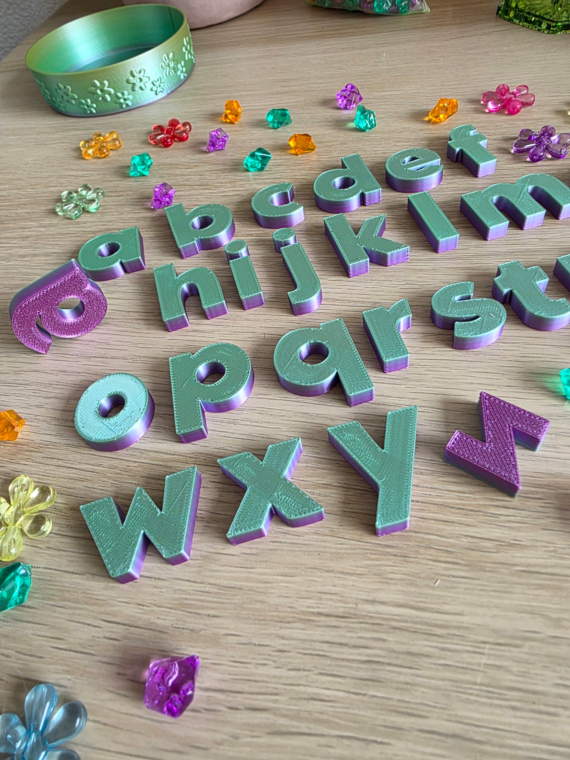 Lente letterset, groen/ paars