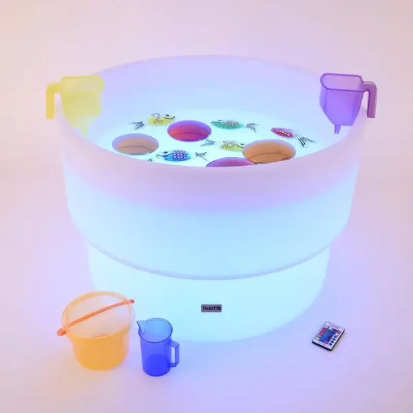 Tickit, hoge ronde sensorische ontdekkingstafel, met verlichting
