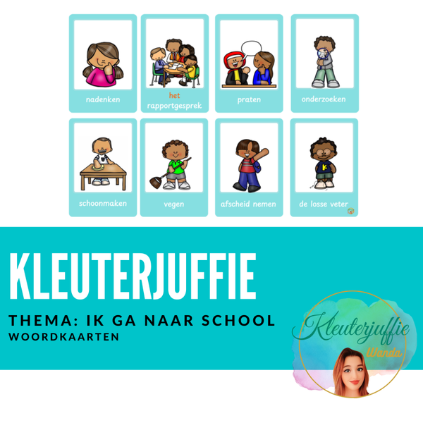 Thema school, woordkaarten