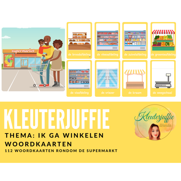 Thema: winkelen, woordkaarten supermarkt