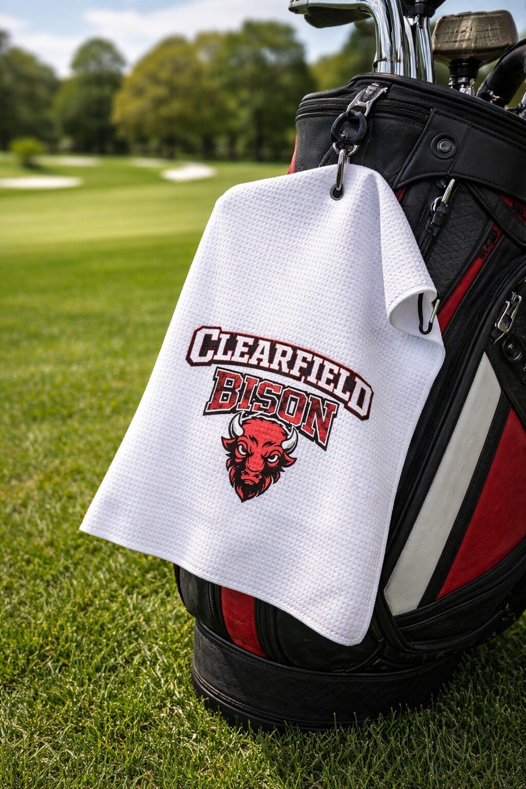 Your favorite Team, School or Business logo on a golf towel 16x24
