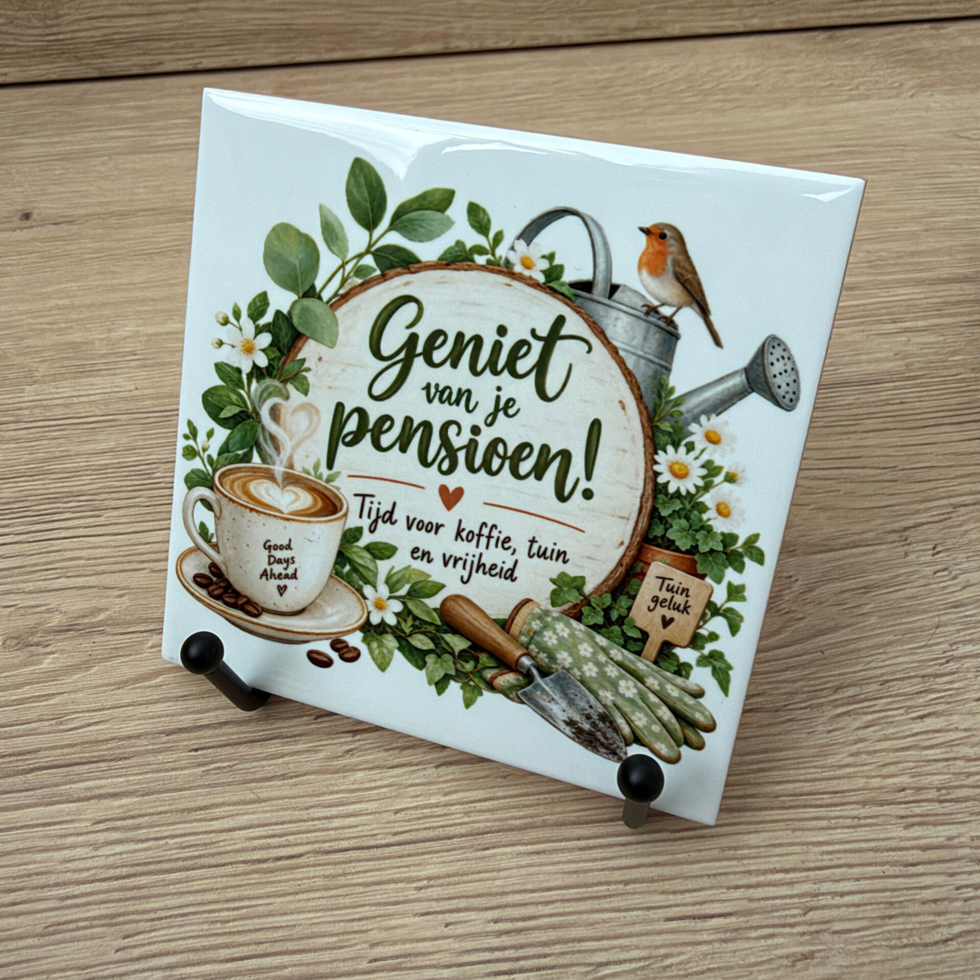 Pensioen geniet | Tegeltje