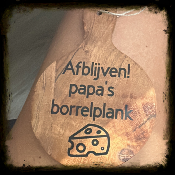 Mini borrelplankje hout met tekst