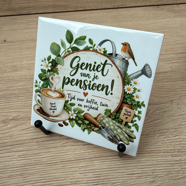 Pensioen geniet | Tegeltje