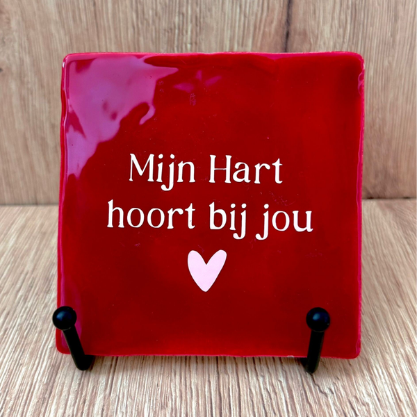 Mijn hart hoort bij jou | Tegeltje rood