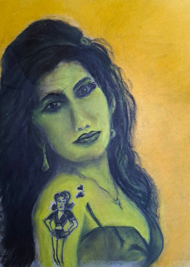 Club 27 in yellow Amy Winehouse