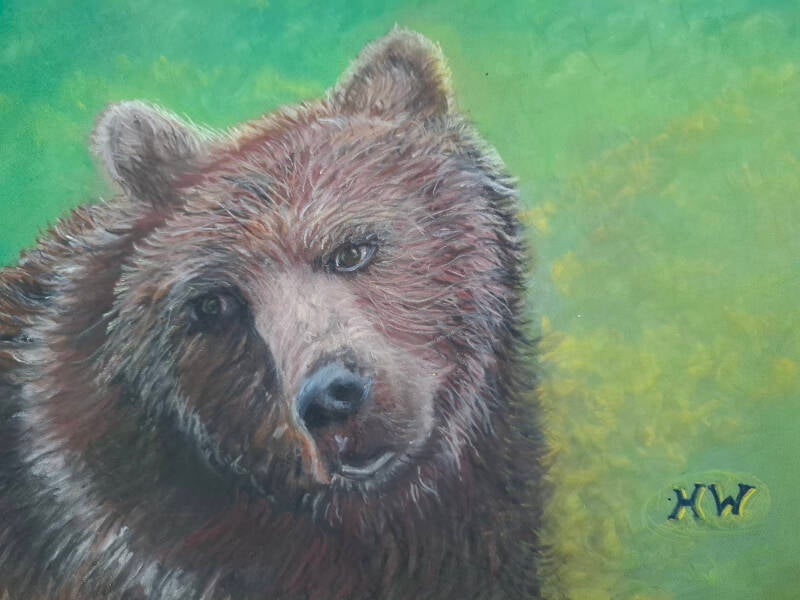Worried mother bear