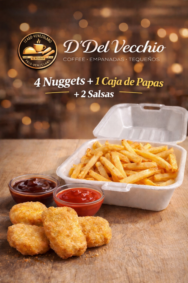 Combo # 10 / 4 Nuggets de Pollo + 1 Cajita de Papas Fritas .