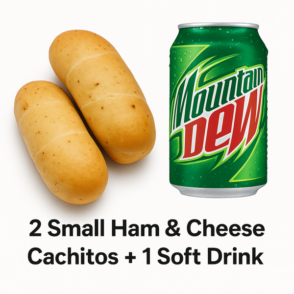 Combo # 7-1 Cachito Venezolano Grande Relleno de Jamón y Tocineta + 1 Refresco