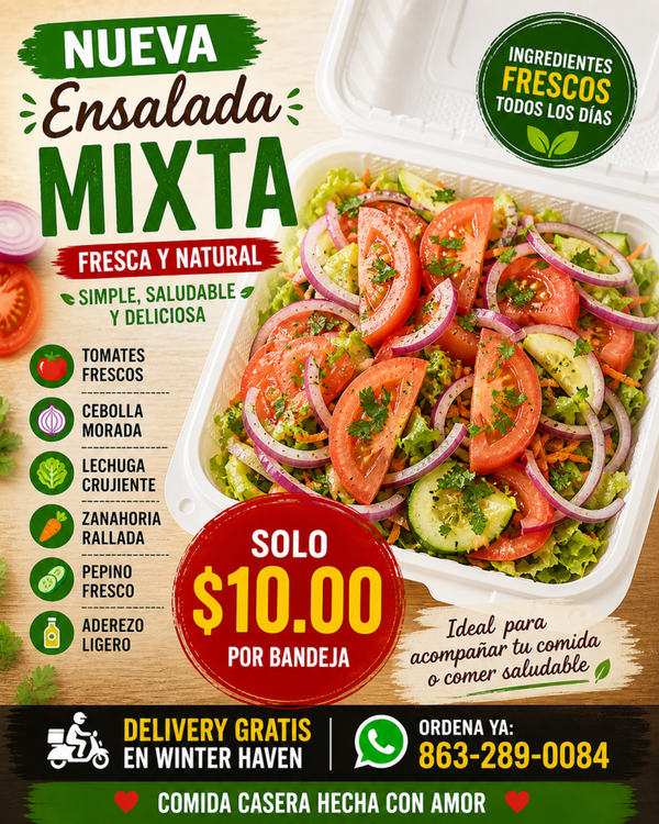 Ensaladas Mixtas 100% Sano Fresco y Natural .