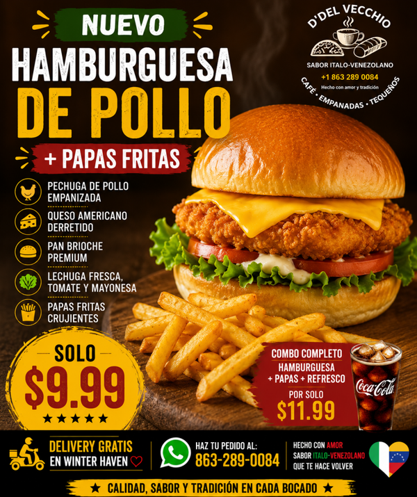 Hamburguesas De Carne de Res 100 % y Hamburguesas de Pollo