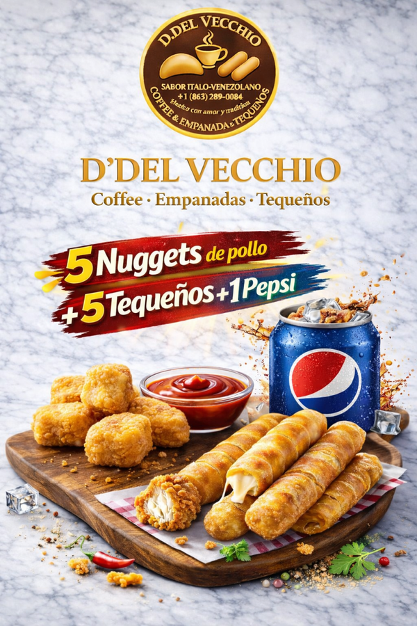 Combo # 11   /   5 Piezas de Nuggets  de Pollo + 5 Tequeños + 1 Refresco   *5 pieces of tequeños + 5 chicken nuggets + 1 soft drink