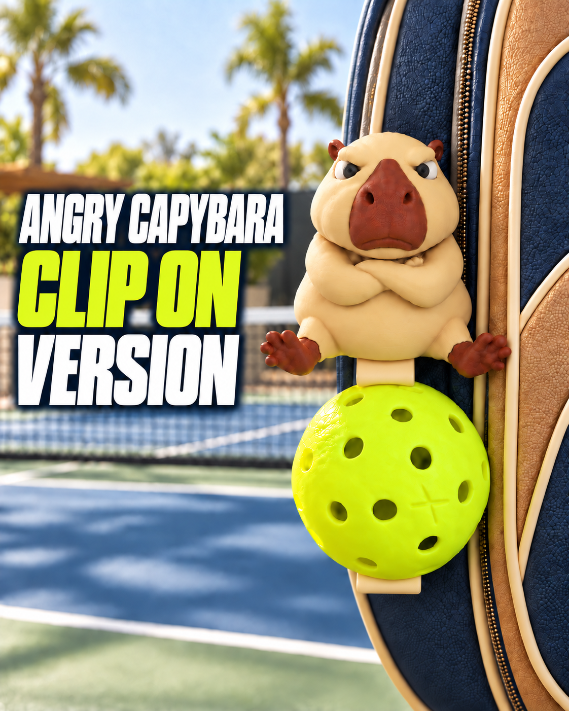 Angry Capybara Pickleball Holder Clip On Version