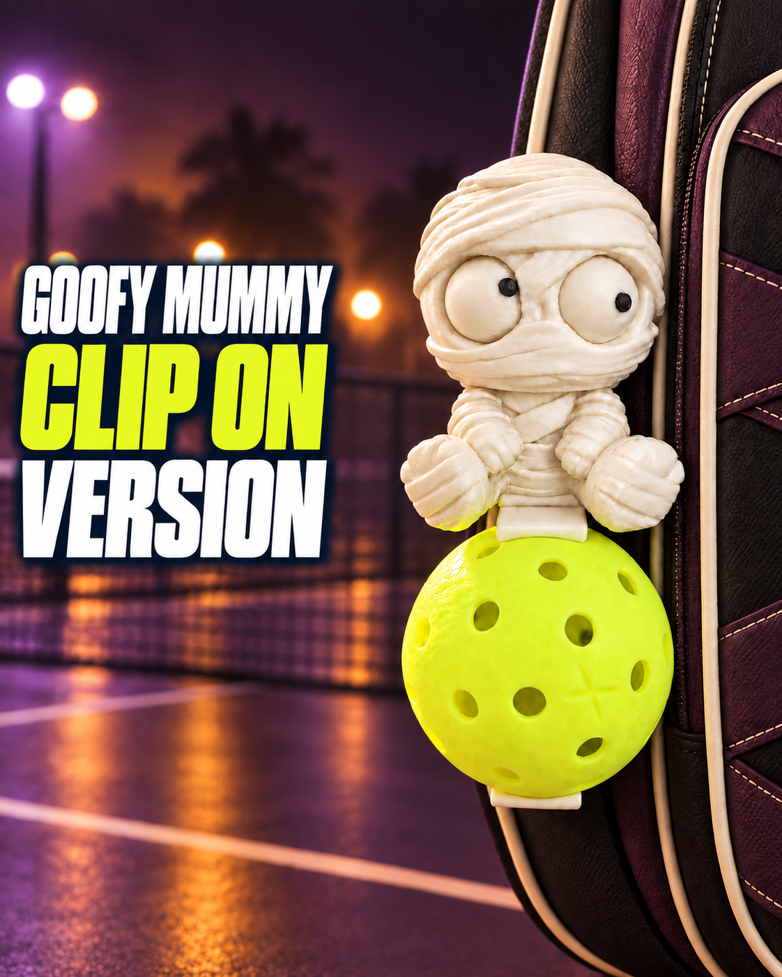 Goofy Mummy Pickleball Holder Clip On Version