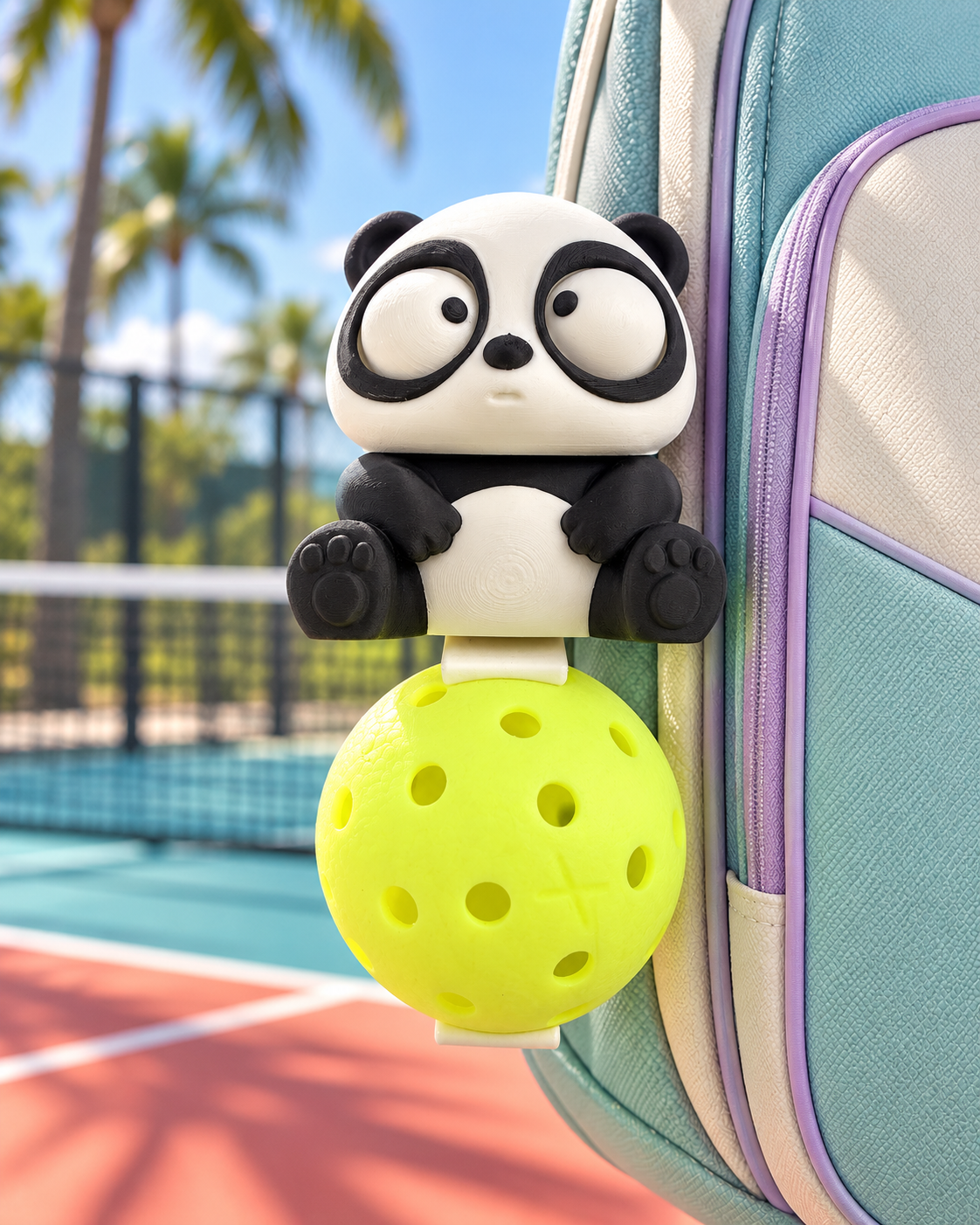 Goofy Panda Clip On Pickleball Holder