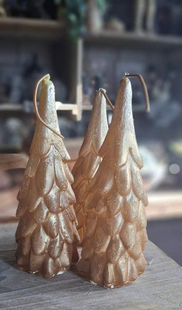 Kerstboom kaars goud
