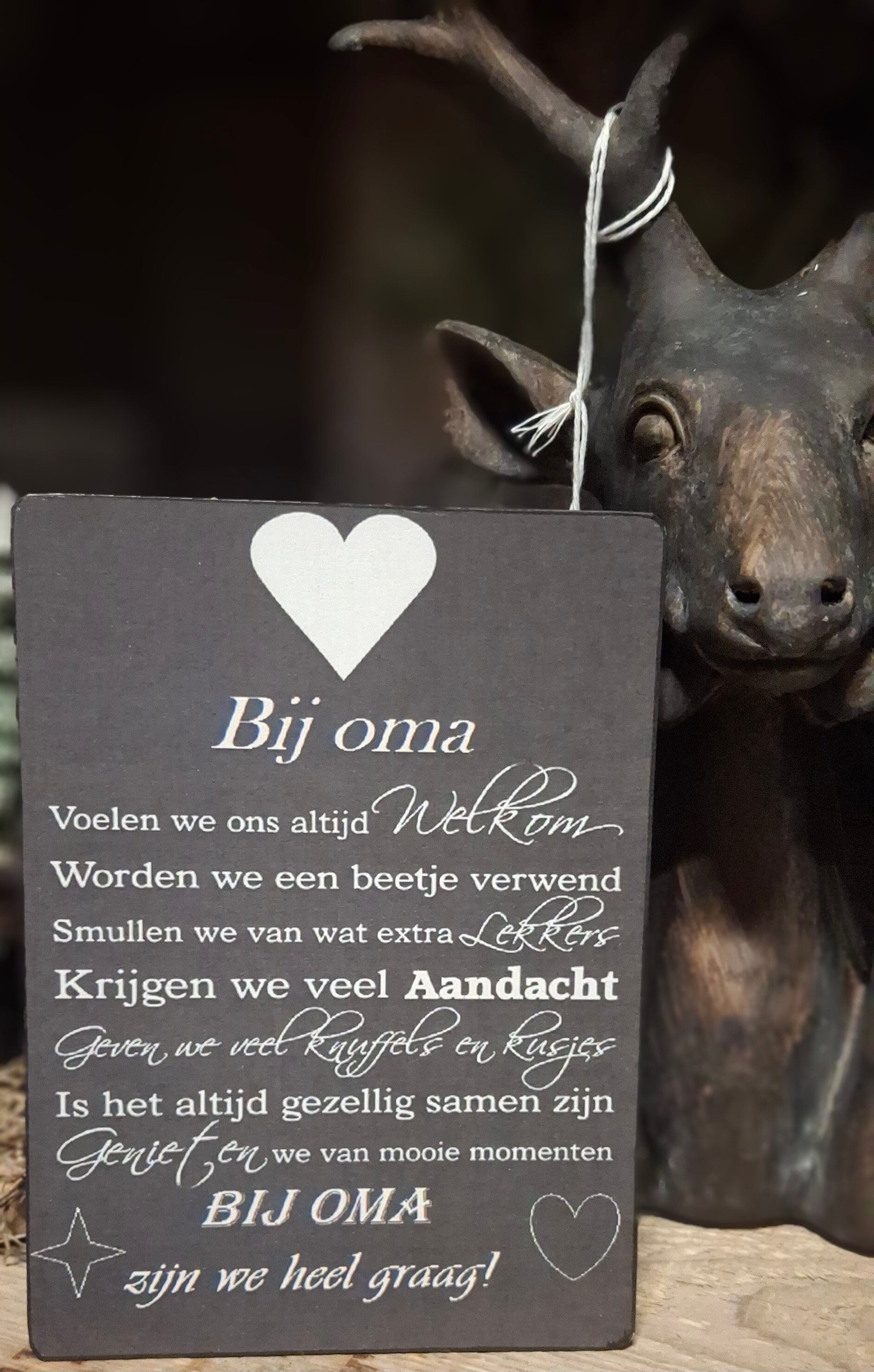 Tekst bordje bij oma