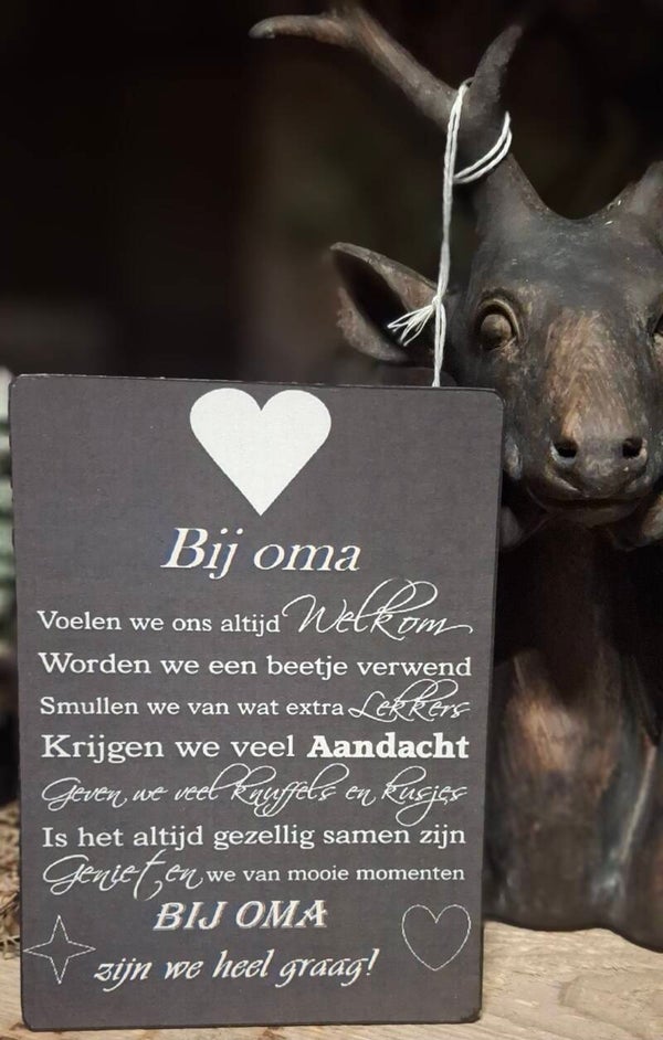 Tekst bordje bij oma