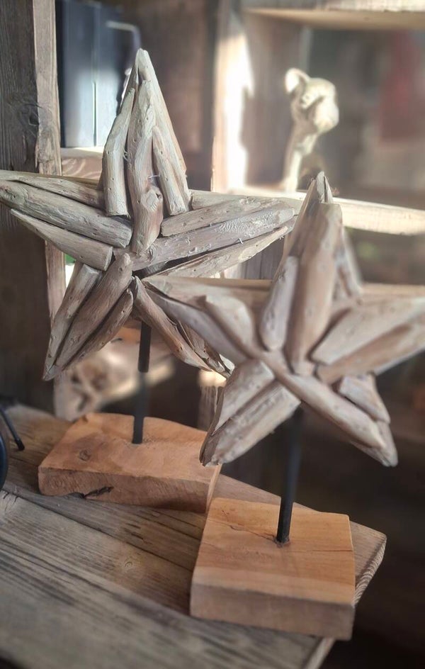 Houten kerst ster ornament