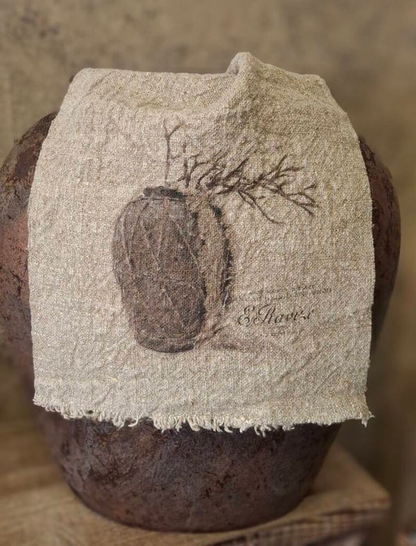 Shabby doek Vaas met magnoliatak