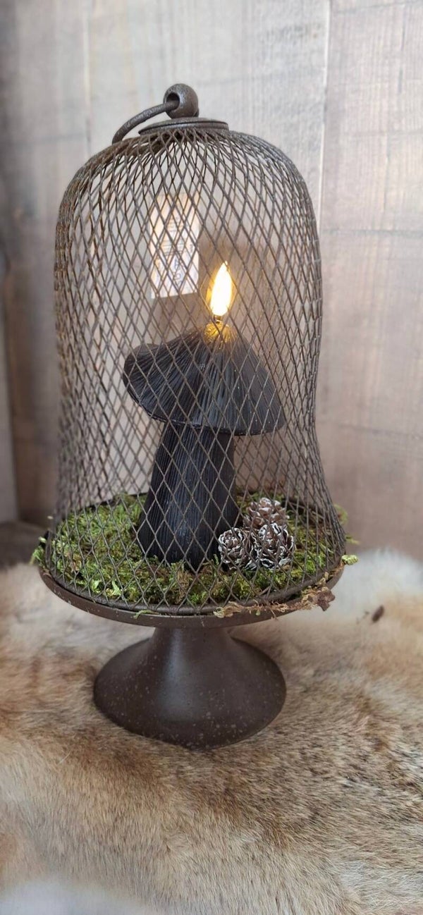 Gaasstolp met led kaars paddestoel