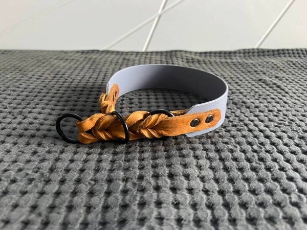 Biothane-Leder Zugstophalsband nach Maß Guacamole