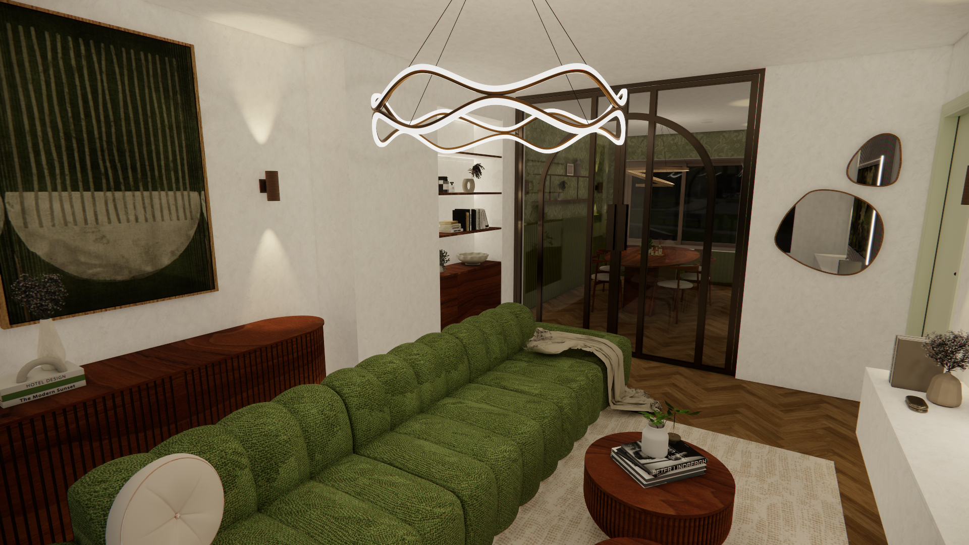 Colorful japandi interior