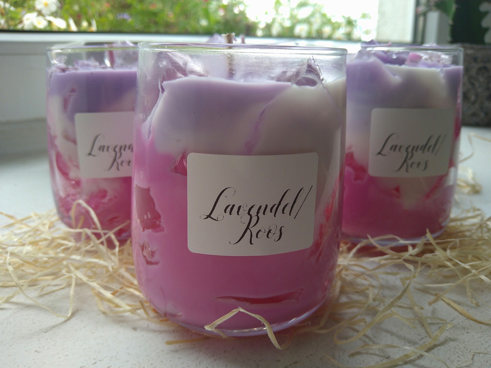 Käsitöö küünal "Lavendel/Roos"