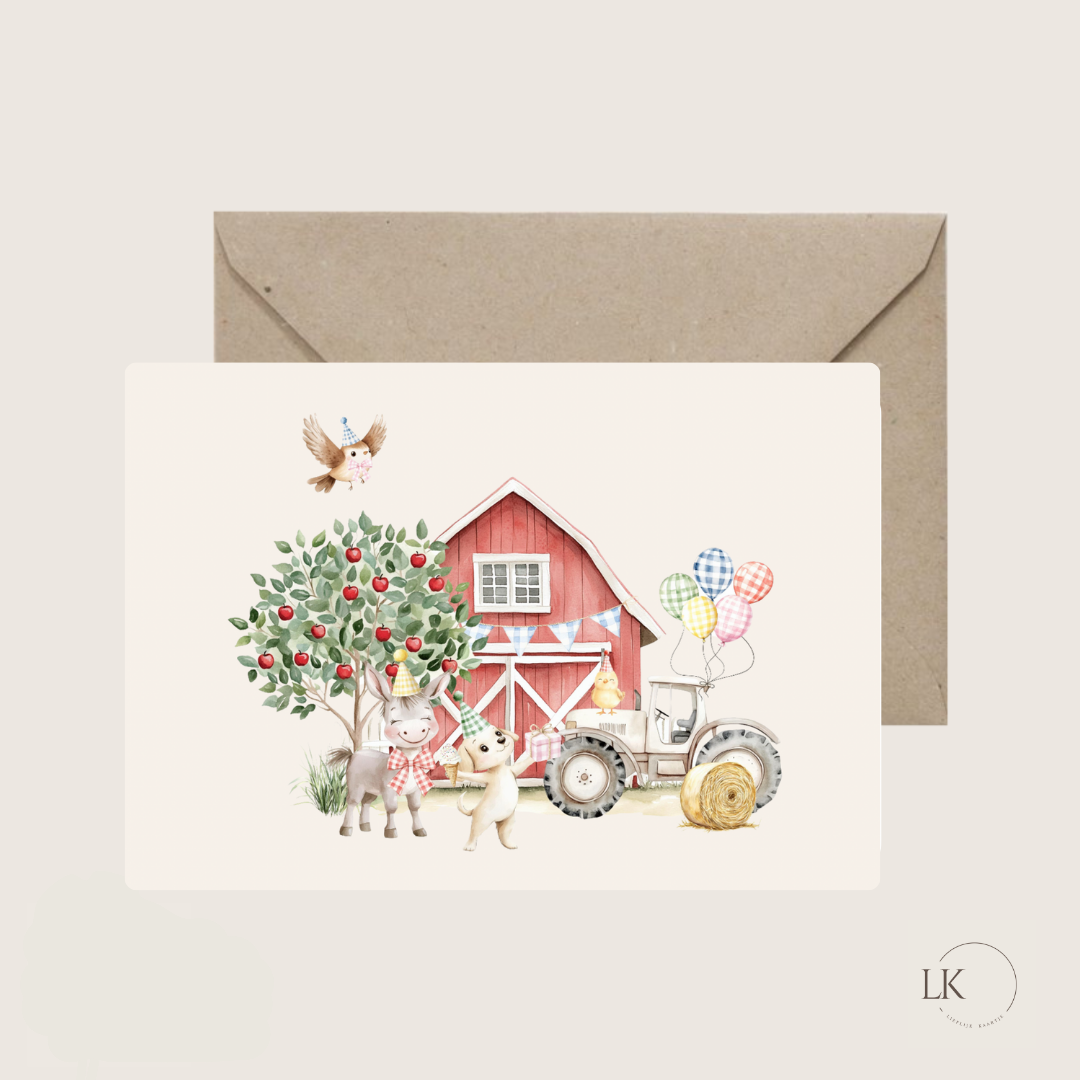 Wenskaart “boerderijfeest”