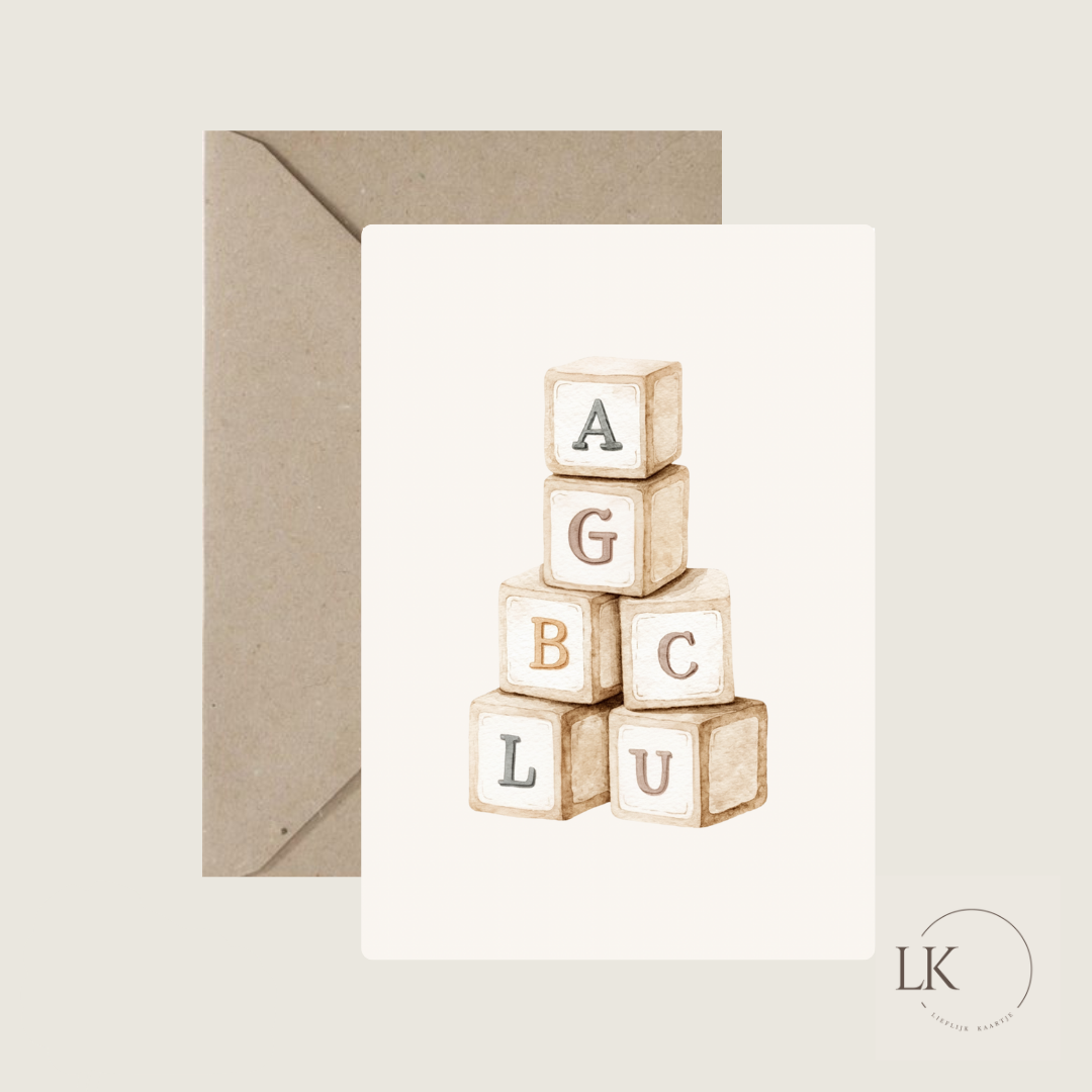 Wenskaart “blokken toren”