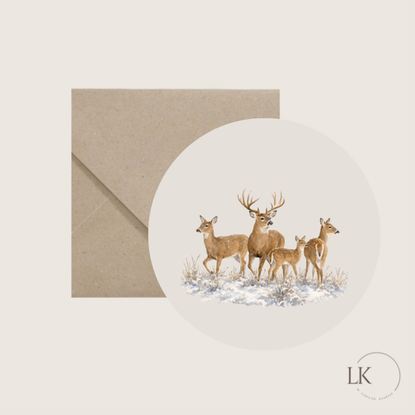 Kerstkaart rond “ herten”