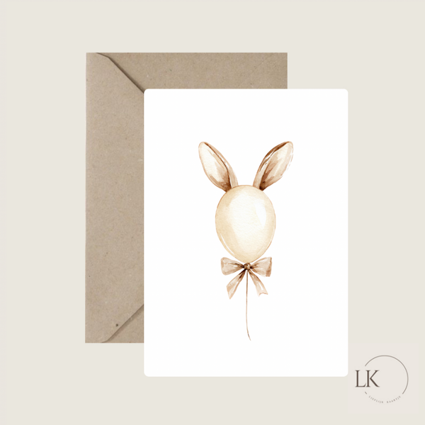 Wenskaart 'konijnenballon'