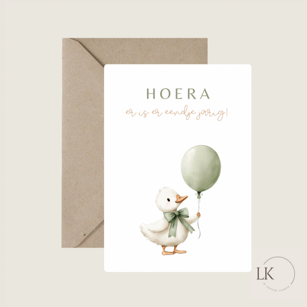 Wenskaart 'eendje jarig'