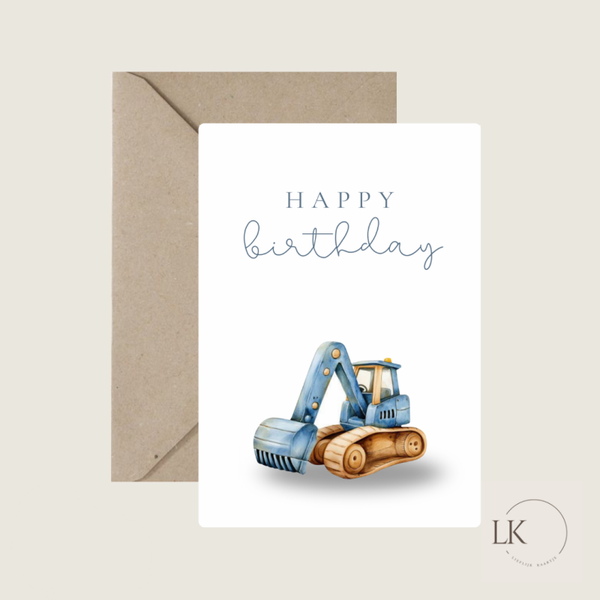 Wenskaart “ graafmachine”