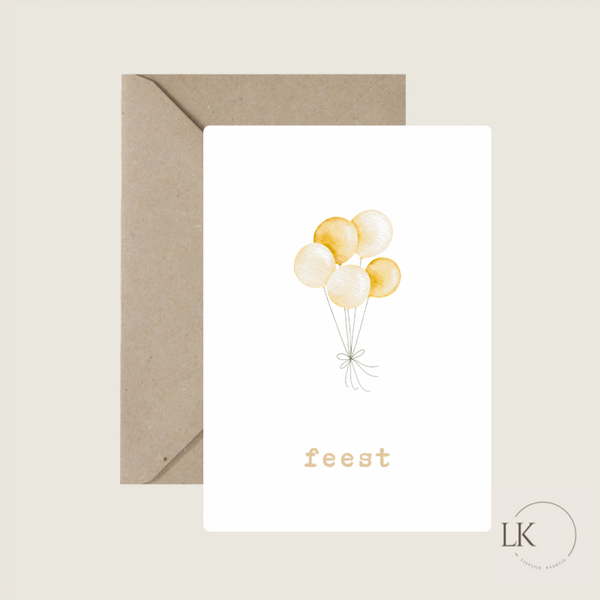 Wenskaart 'yellow ballonnen'