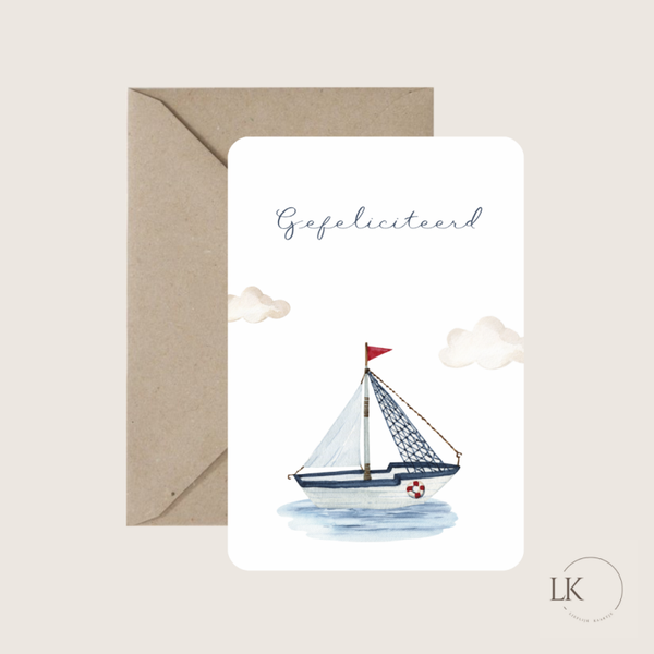 Wenskaart “boot gefeliciteerd”