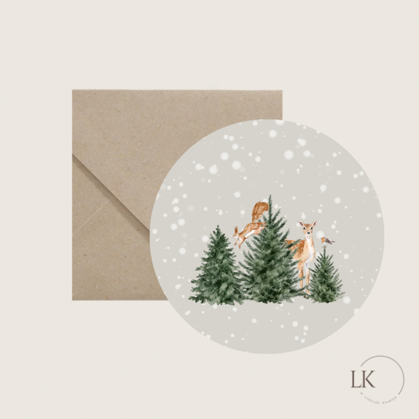 Kerstkaart rond “bos”