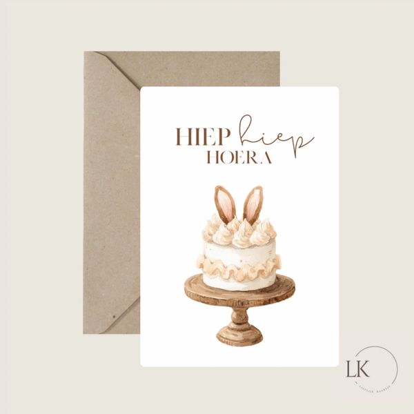 Wenskaart 'konijnentaart'